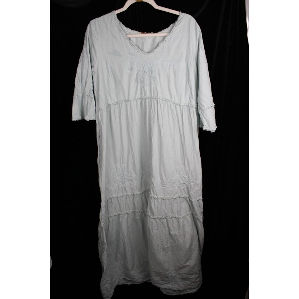 Soft Surroundings Baby Blue Quarter Sleeve Maxi Dress w/Pockets Size XL